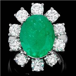 18k White Gold 8.00ct Emerald 3.35ct Diamond Ring