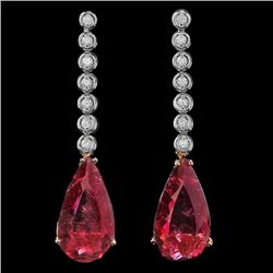 14k 21.50ct Tourmaline 0.60ct Diamond Earrings