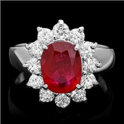 14k White Gold 3.40ct Ruby 1.00ct Diamond Ring