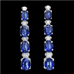 14k Gold 7ct Sapphire 0.33ct Diamond Earrings