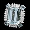 14k Gold 15.8ct Aquamarine 1.50ct Diamond Ring