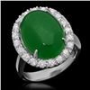 14K Gold 8.41ct Jadeite & 0.95ct Diamond Ring