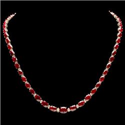 14k Gold 33.00ct Ruby 1.15ct Diamond Necklace