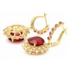 Image 2 : 14k Gold 14.4ct Ruby 1.20ct Diamond Earrings