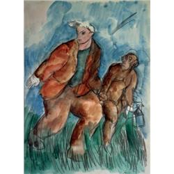 SANDRO CHIA (b. 1946) UNTITLED #27 watercolor and mixed media on paper 121/2 x 91/8 in. (31.8 x 2...