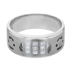 14KT White Gold Mens Diamond Ring -# 9329