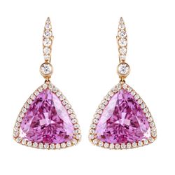 14KT Rose Gold Kunzite & Diamond Earrings -# 948