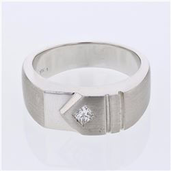 18KT White Gold Mens Diamond Wedding Band -# 10125