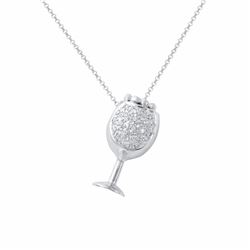 18KT White Gold Ladies Diamond Slider with Chain -# 8785