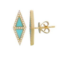 14KT White Gold Gemstone Earrings -# 7852-1