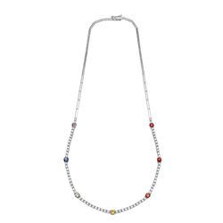 18KT White Gold Ladies Diamond and Gemstone Necklace -# 10414