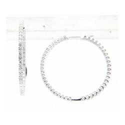 14KT White Gold Ladies Diamond Hoop Earrings -# 10128