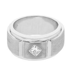 18KT White Gold Mens Diamond Wedding Band -# 8890
