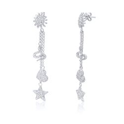 14KT White Gold Diamond Charm Earrings -# 6564