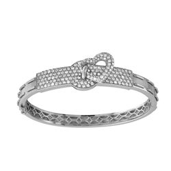 14KT White Gold Diamond Heart Bangle -# 6467-1