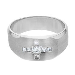 14KT White Gold Mens Diamond Ring -# 9597