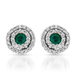 14KT White Gold Ladies Diamond and Gemstone Earrings -# 8792