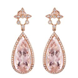 14KT Rose Gold Morganite & Diamond Earrings -# 924