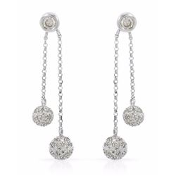 14KT White Gold Ladies Diamond Earrings -# 9969