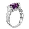 Image 2 : 18KT White Gold Amethyst & Diamond Ring -# 2091