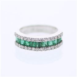 18KT White Gold Ladies Diamond and Gemstone Ladies Ring -# 9340