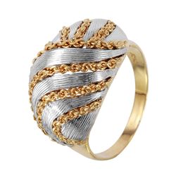 14KT White and Yellow Gold Dome Ring -# 1069