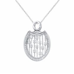 18KT White Gold Ladies Diamond Slider with Chain -# 8968