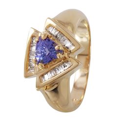14KT Yellow Gold Tanzanite & Diamond Ring -# 1141