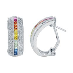 14KT White Gold Multi-Sapphire Earrings -# 6535-1