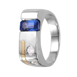 14KT Two Tone Gold Tanzanite & Diamond Ring -# 1179