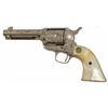 Image 2 : Colt Model 1873 SAA .45  with Steer Head Grips Ser. no. 352684. Engraved Nickel with Mother of Pearl