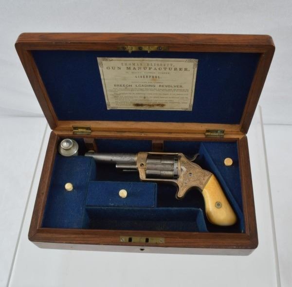 Thomas Blissett Breech Loading Revolver Serial no. 7500 Engraved nicely ...