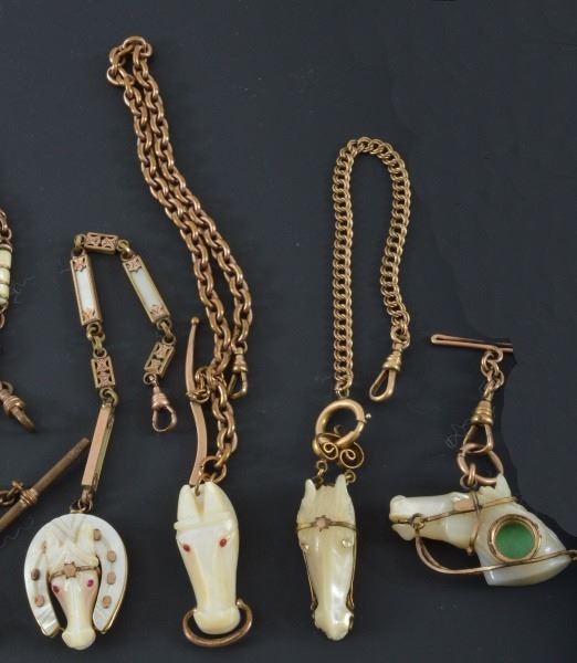 Antique Carved Horse Head Watch Fob Collection 11 antique watch fobs.