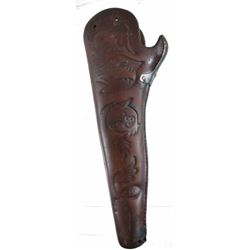 California Pattern Open Top Holster for Colt SAA Maker unknown. Floral embellished open top holster 