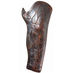 California Pattern Open Top Holster Maker unknown. Incised line carved floral design.
