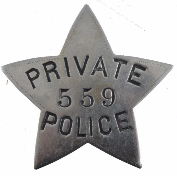 Private Police Badge Maker Marked James Murdock Cincinnati Ohio