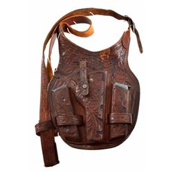 Tooled Leather Colt 1911 Satchel Holster Maker unknown. extensively tooled