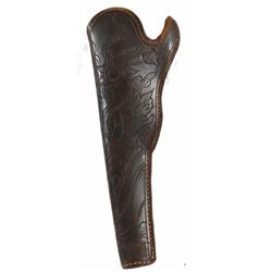 California Pattern Open Top Holster Incised line carved floral design