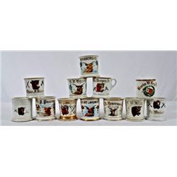 Collection of Steer Head & Cattle Shaving Mugs 12 antique shaving mugs.