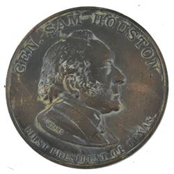 Sam Houston Bronze Texas Centennial Medal Simmang Made by the Simmang Badge Co. San Antonio Texas. m