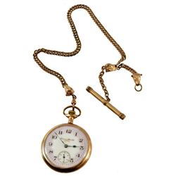 Hampden Watch Co. Gold Watch & Steer Head Fob 15 jewels. Canton, O.