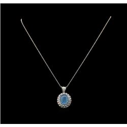 14KT White Gold 6.42 ctw Chrysocolla and Diamond Pendant With Chain