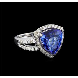 14KT White Gold 5.22 ctw Tanzanite and Diamond Ring