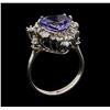 Image 4 : 4.17 ctw Tanzanite and Diamond Ring - 14KT White Gold