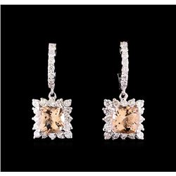 2.74 ctw Morganite and Diamond Earrings - 14KT White Gold