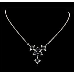 6.48 ctw Sapphire and Diamond Necklace - 14KT White Gold