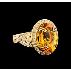 14KT Yellow Gold 7.71 ctw Citrine Quartz and Diamond Ring