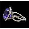 Image 3 : 14.75 ctw Tanzanite and Diamond Ring - 14KT White Gold