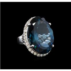 14KT White Gold 32.12 ctw Topaz and Diamond Ring