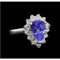 2.28 ctw Tanzanite and Diamond Ring - 14KT White Gold